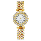 Watch Bracelet Matching Set Classic Diamond-Encrusted With Steel Band