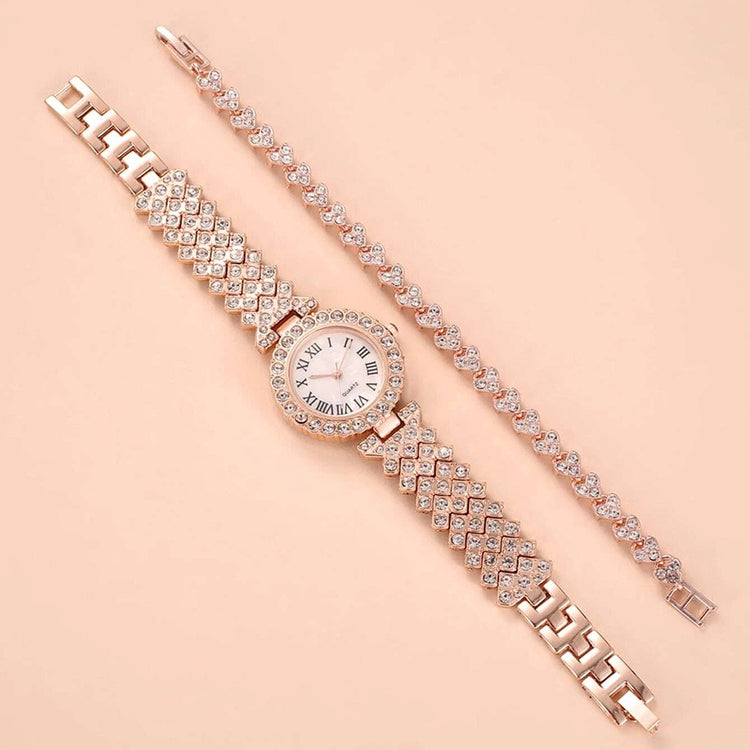Watch Bracelet Matching Set Classic Diamond-Encrusted With Steel Band-Keep Melbourne Marvellous Official Store
