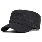 Waxed Canvas Cotton Military Caps Men Waterproof Cadet Army Vintage Flat Top Hat