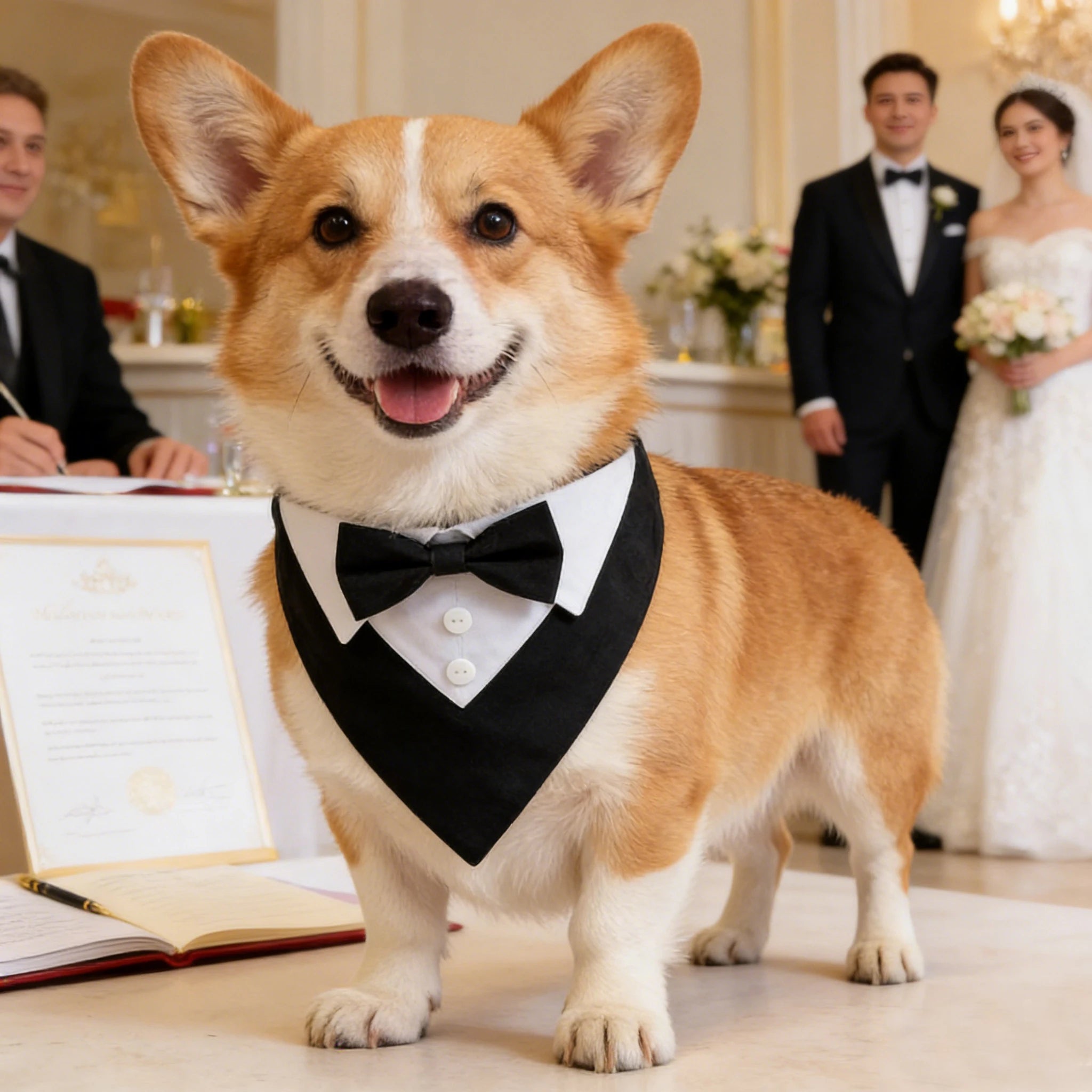 Bow Tie Dog Collar Tuxedo Bandana Adjustable Dress-up Party Costume