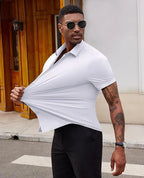 Wrinkle Free Stretchy Business Shirt Men's Short Sleeve