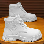 White High-Top Lace-Up Boots