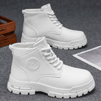White High-Top Lace-Up Boots