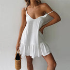 Ruffle Spaghetti Strap Dress Mini Slip Sundress