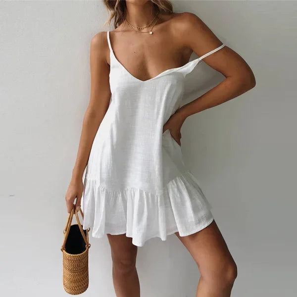 Ruffle Spaghetti Strap Dress Mini Slip Sundress