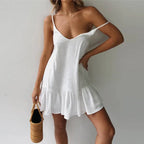 Ruffle Spaghetti Strap Dress Mini Slip Sundress