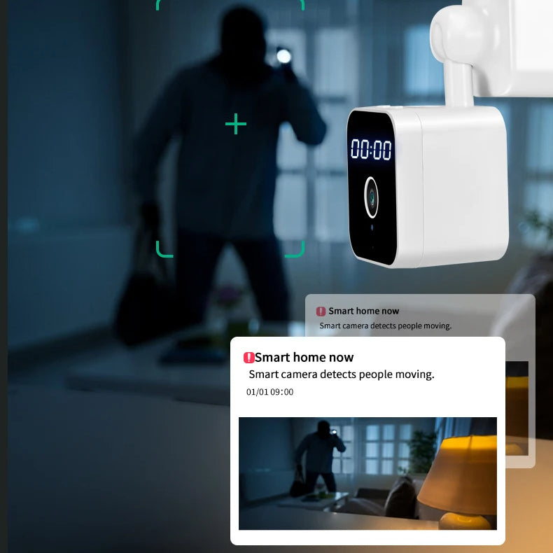 Plug In Home Security Camera Clock Electrical Wall Socket Speaker Two-Way Audio CCTV