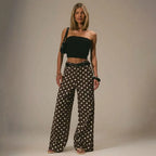 Polka Dot Baggy Jeans Retro Mid Rise Women's Pants