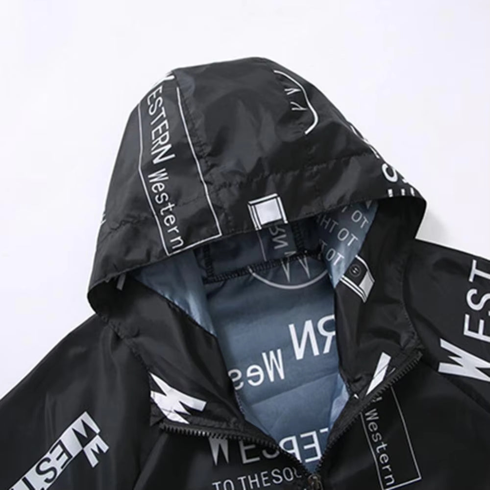 Windbreaker Jacket Hoodie Raincoat Print Lettering