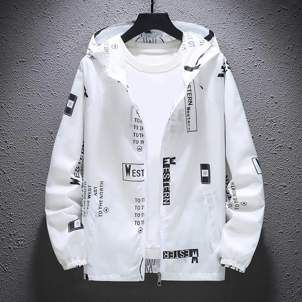 Windbreaker Jacket Hoodie Raincoat Print Lettering