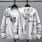 Windbreaker Lightweight Hooded Jacket With Print Lettering
