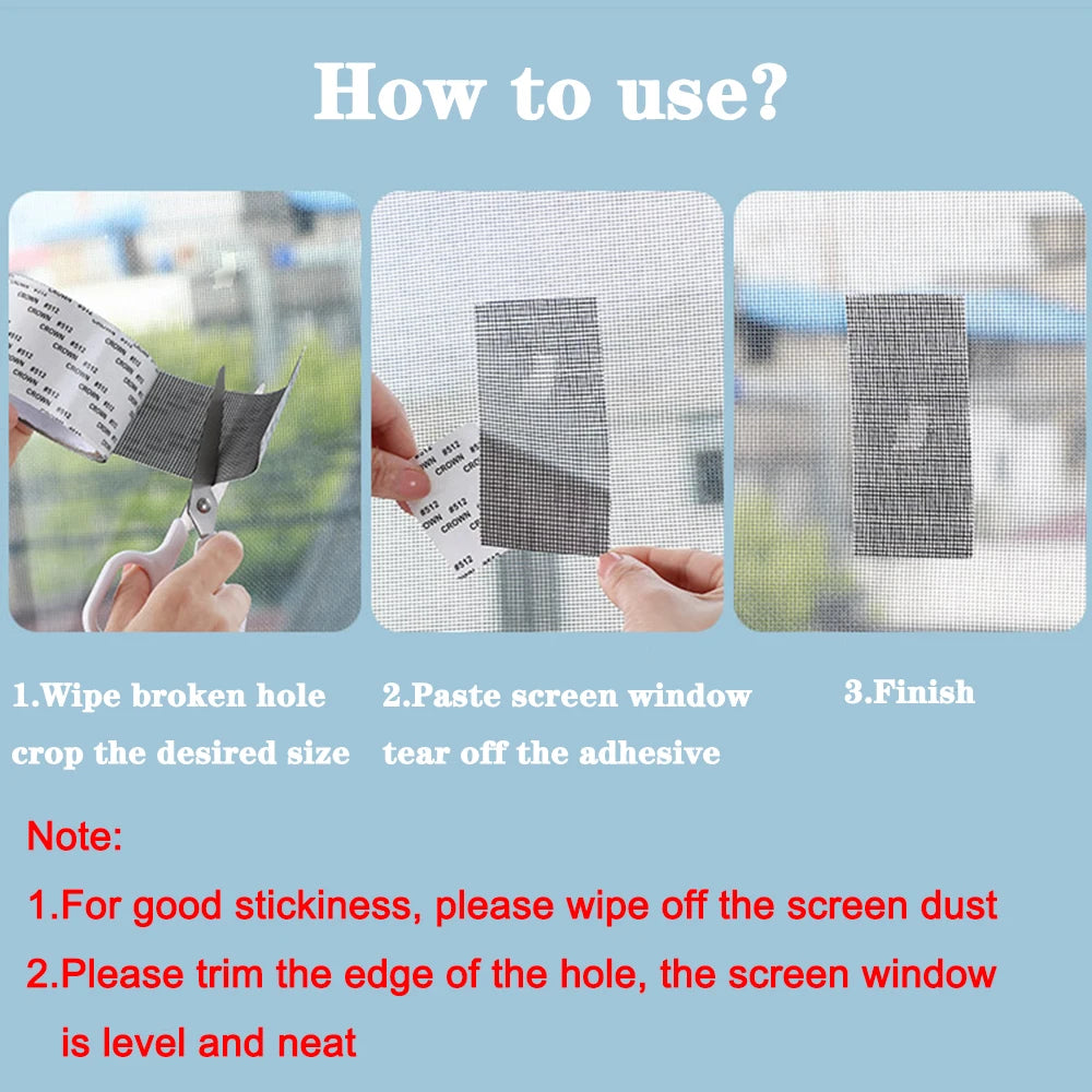 Window Flyscreen Holes Repair Tape Stop Flies Mosquitoes Mesh Patch