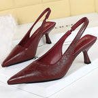 Kitten Slingback Women's Pointed High Heel Shoes 6cm