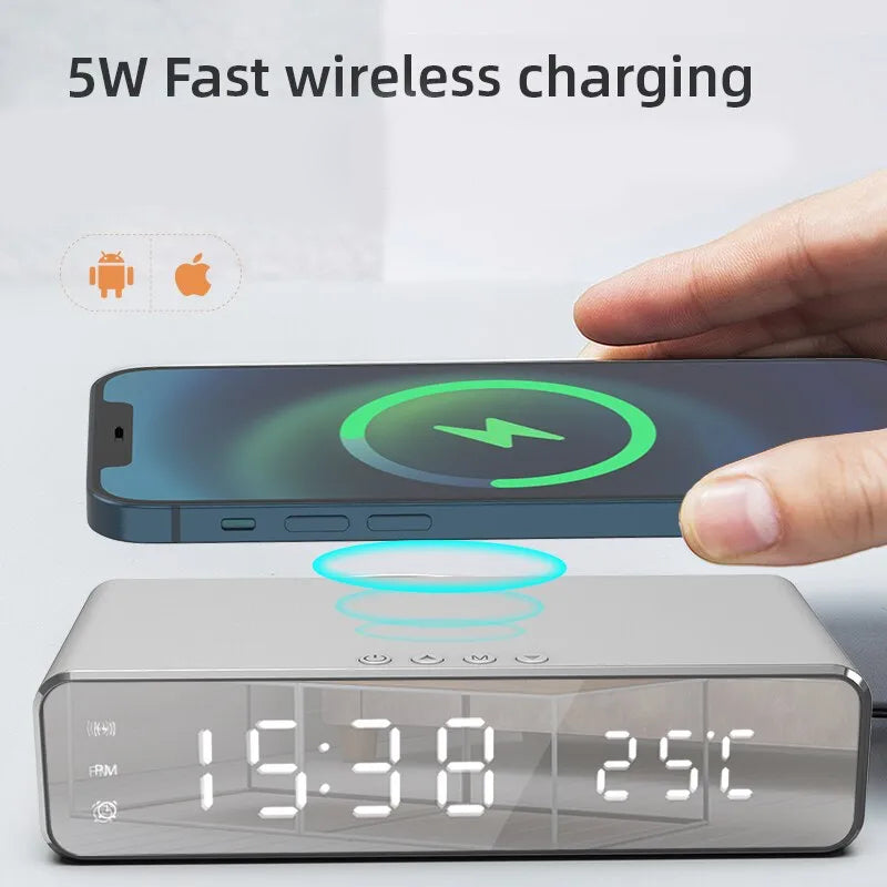 Wireless Phone Fast Charging Bedside Station Dock and Alarm Clock