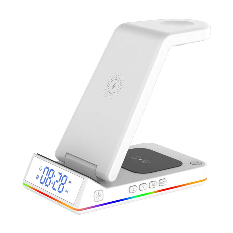 Wireless Charger Phone Stand Watch Earbuds Alarm Clock Night Light 15W Charging Dock iPhone Samsung