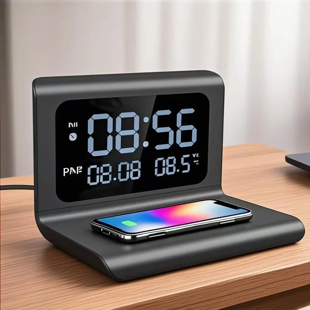 Wireless Phone Fast Charger Dock and Digital Alarm Clock