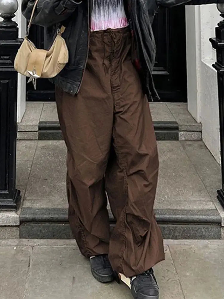 Women's Baggy Punk Cargo Parachute Balloon Pants Wide Leg