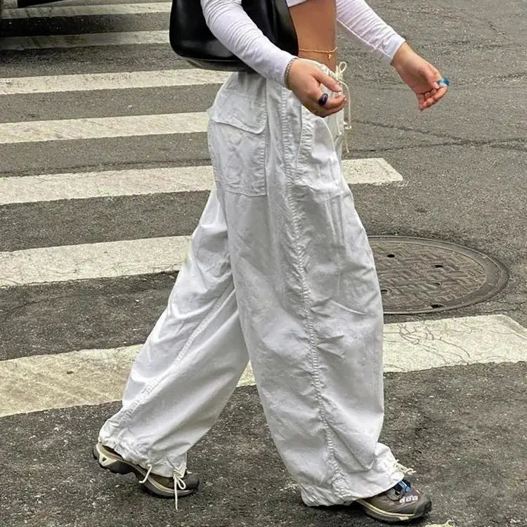Women's Baggy Punk Cargo Parachute Balloon Pants Wide Leg