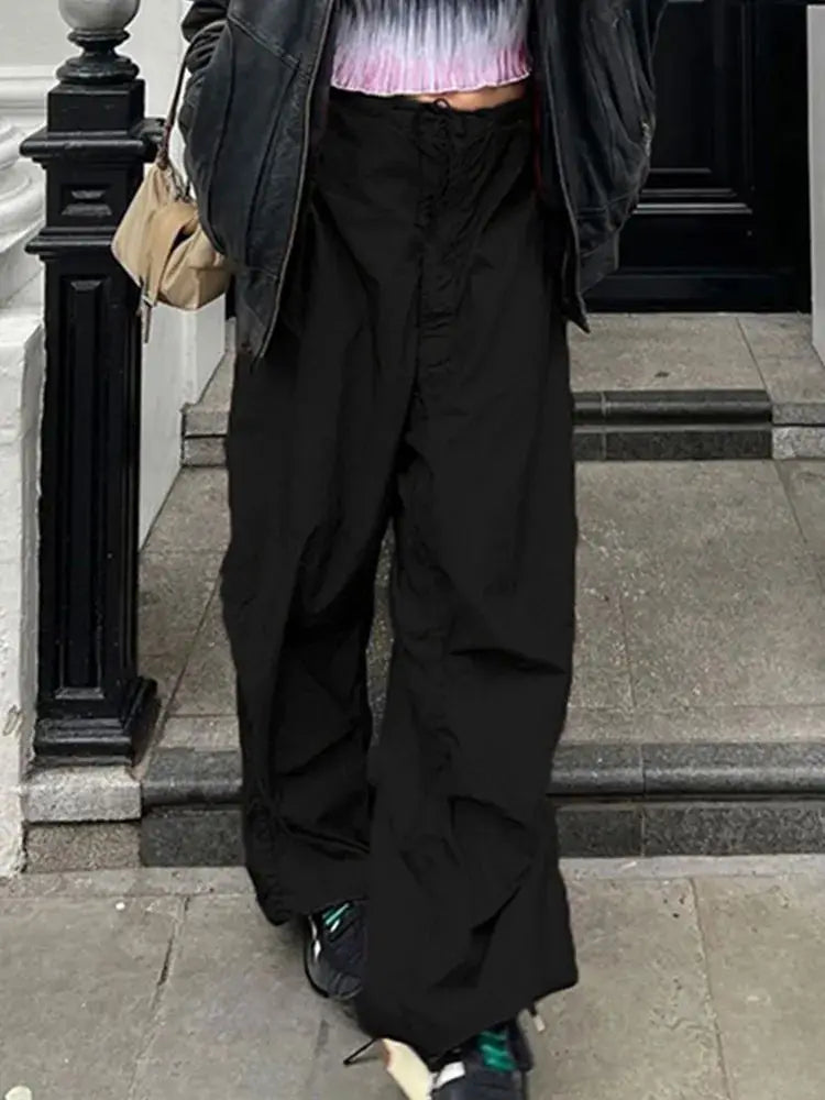 Women's Baggy Punk Cargo Parachute Balloon Pants Wide Leg