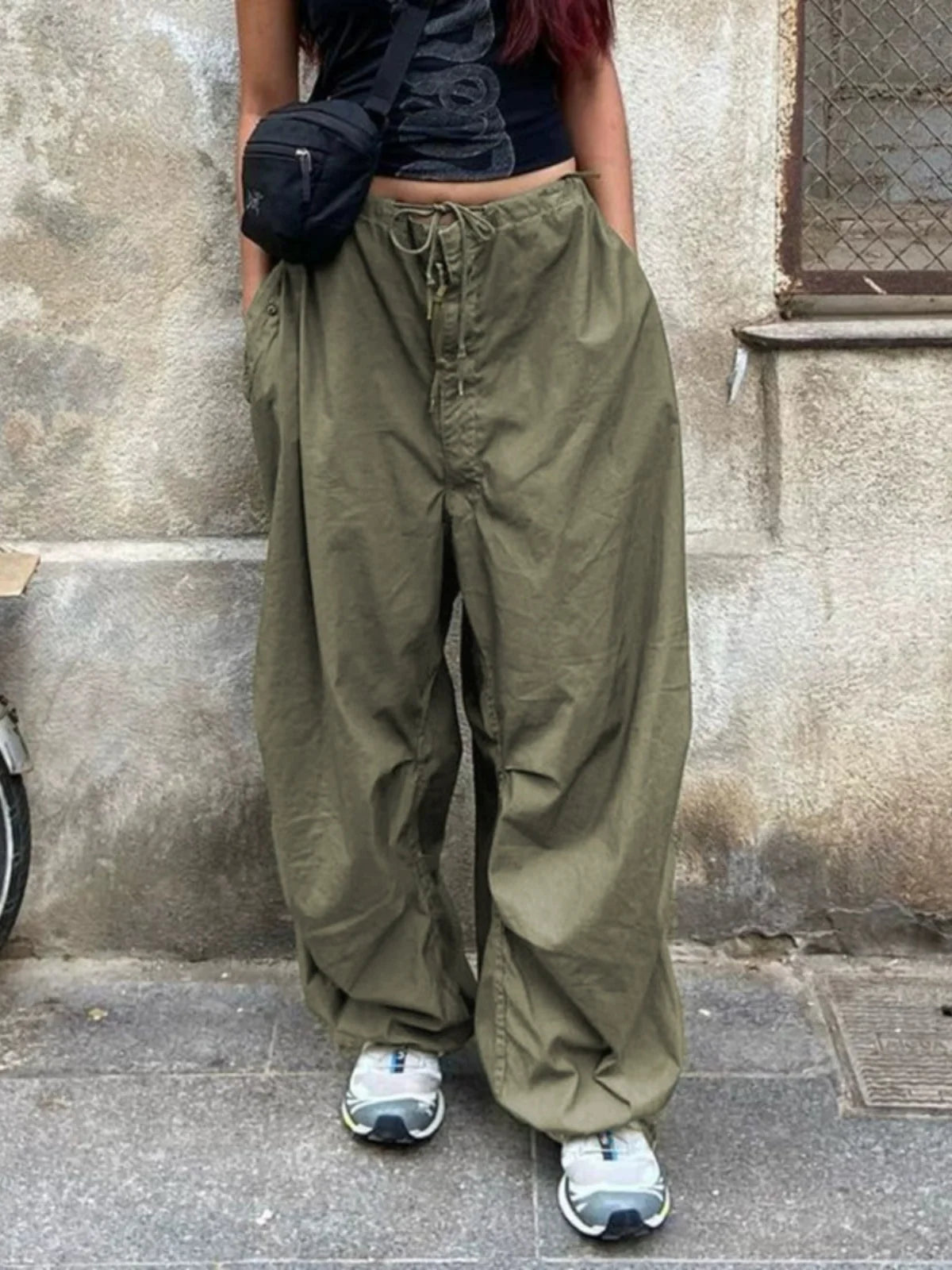 Women's Baggy Punk Cargo Parachute Balloon Pants Wide Leg