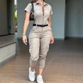 Women's Jumpsuit Short Sleeved Cargo Pants