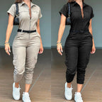Women's Jumpsuit Short Sleeved Cargo Pants