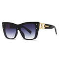 Oversized Cat Eye Sunglasses with Gold Chain Detail - Gradient Lens Luxury