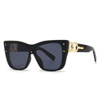 Oversized Cat Eye Sunglasses with Gold Chain Detail - Gradient Lens Luxury