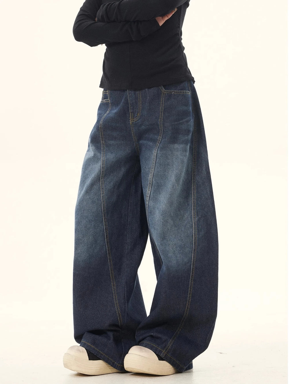 Women's Y2K Baggy Loose Oversized Jeans Washed Denim High Street Vintage Wide Leg Style
