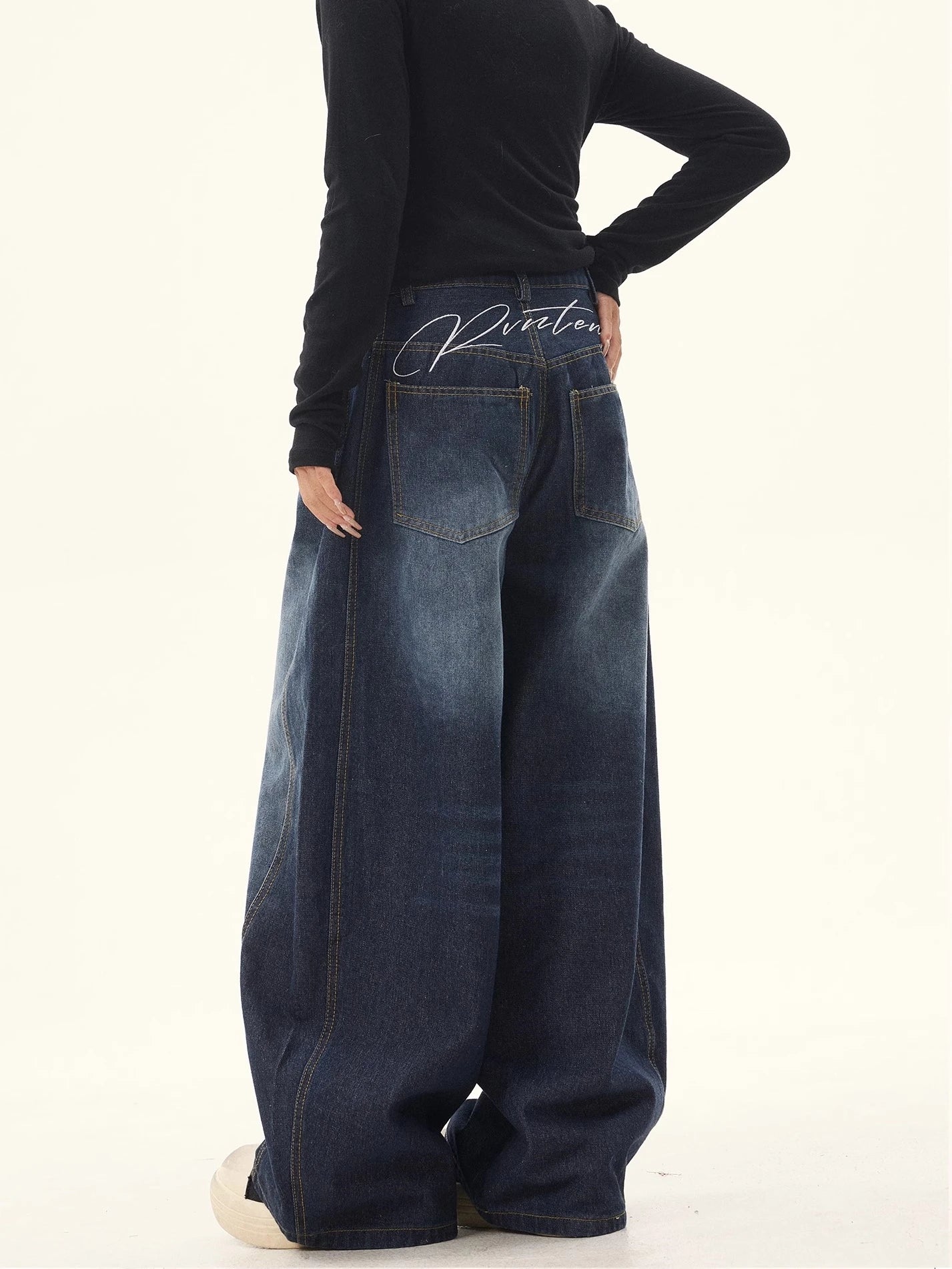 Women's Y2K Baggy Loose Oversized Jeans Washed Denim High Street Vintage Wide Leg Style