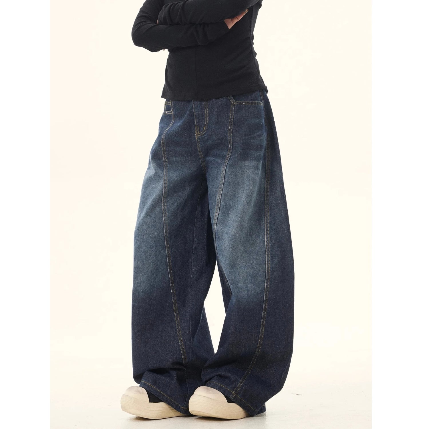 Women's Y2K Baggy Loose Oversized Jeans Washed Denim High Street Vintage Wide Leg Style