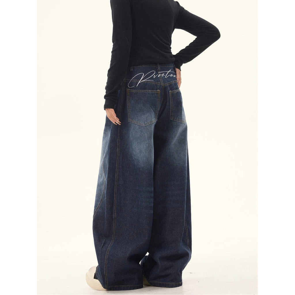 Women's Y2K Baggy Loose Oversized Jeans Washed Denim High Street Vintage Wide Leg Style