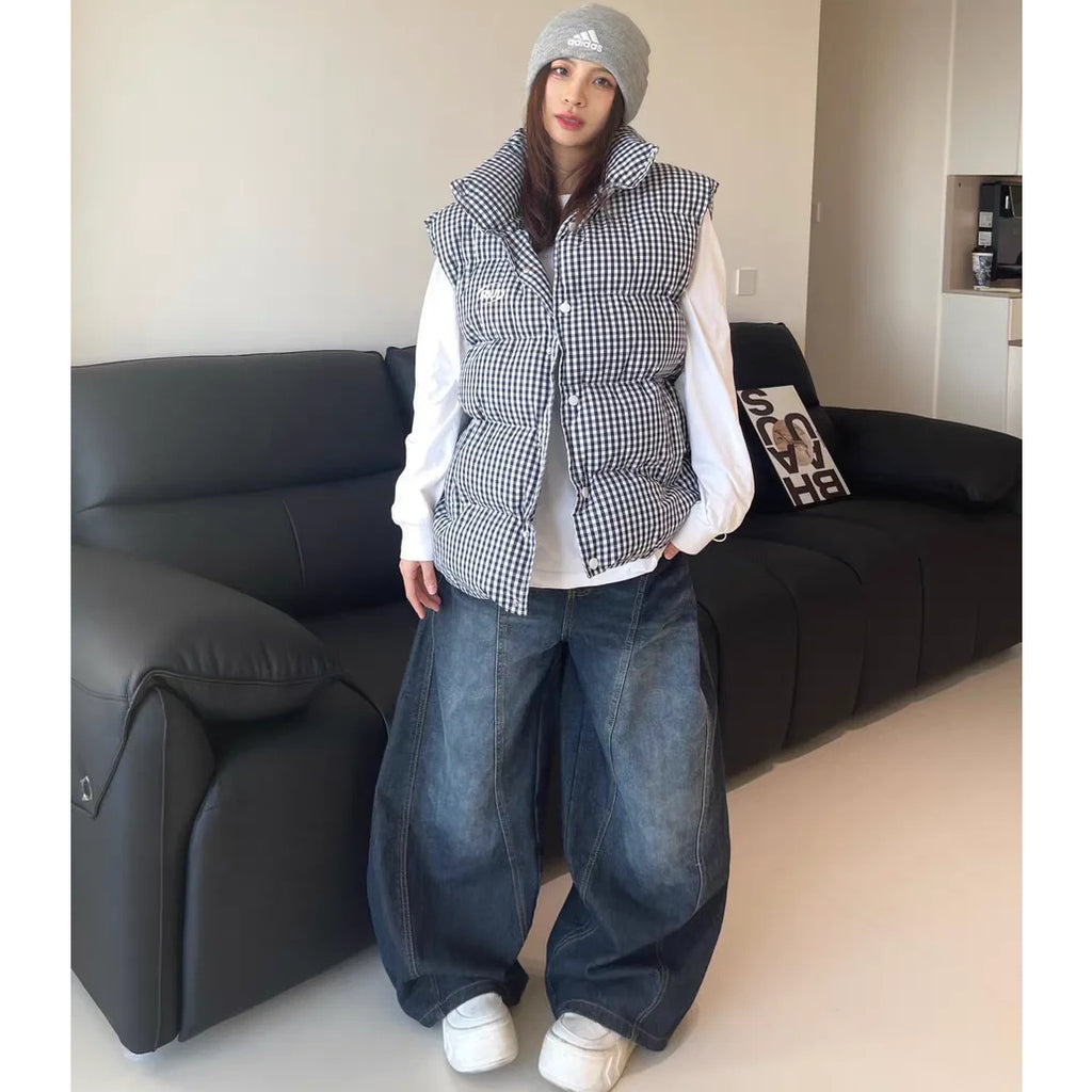 Women's Y2K Baggy Loose Oversized Jeans Washed Denim High Street Vintage Wide Leg Style