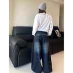 Women's Y2K Baggy Loose Oversized Jeans Washed Denim High Street Vintage Wide Leg Style