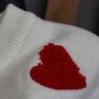 Love Hearts Pullover Sweater Women's Knitted Embroidery Winter Jumper