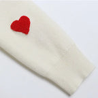 Love Hearts Pullover Sweater Women's Knitted Embroidery Winter Jumper