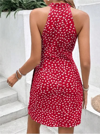 Women's Mini Dress – Halter Neck with Wrap Silhouette