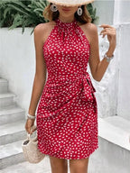 Women's Mini Dress – Halter Neck with Wrap Silhouette