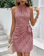 Women's Mini Dress – Halter Neck with Wrap Silhouette