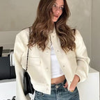 Bomber Jacket - Cropped Single Breast Classy Jacket Women's Wear