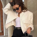 Bomber Jacket - Cropped Single Breast Classy Jacket Women's Wear