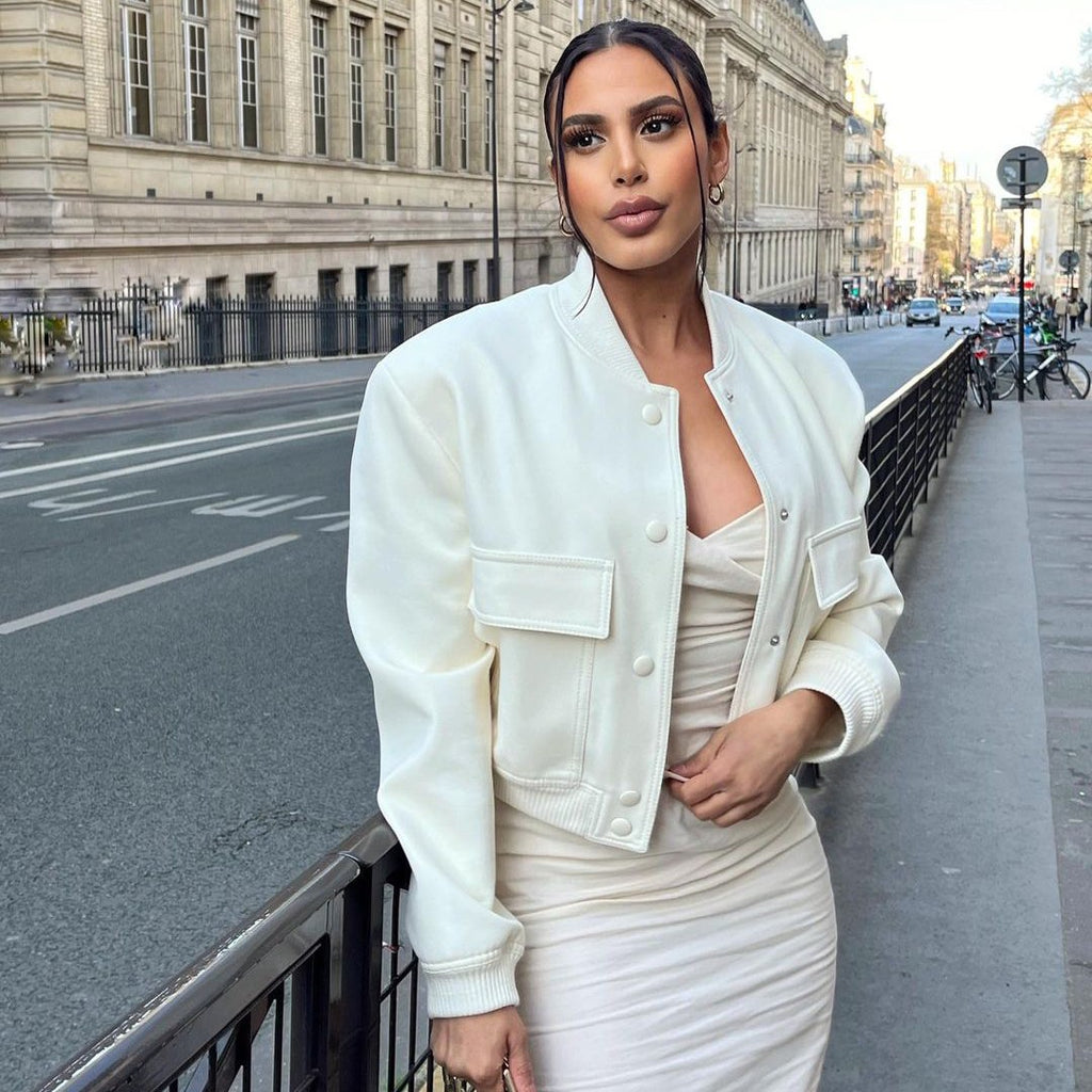 Bomber Jacket - Cropped Single Breast Classy Jacket Women's Wear