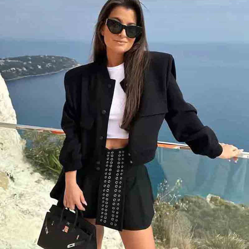 Bomber Jacket - Cropped Single Breast Classy Jacket Women's Wear