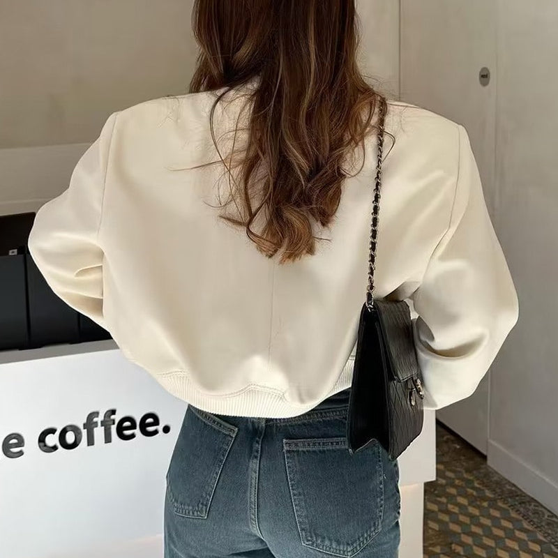 Bomber Jacket - Cropped Single Breast Classy Jacket Women's Wear