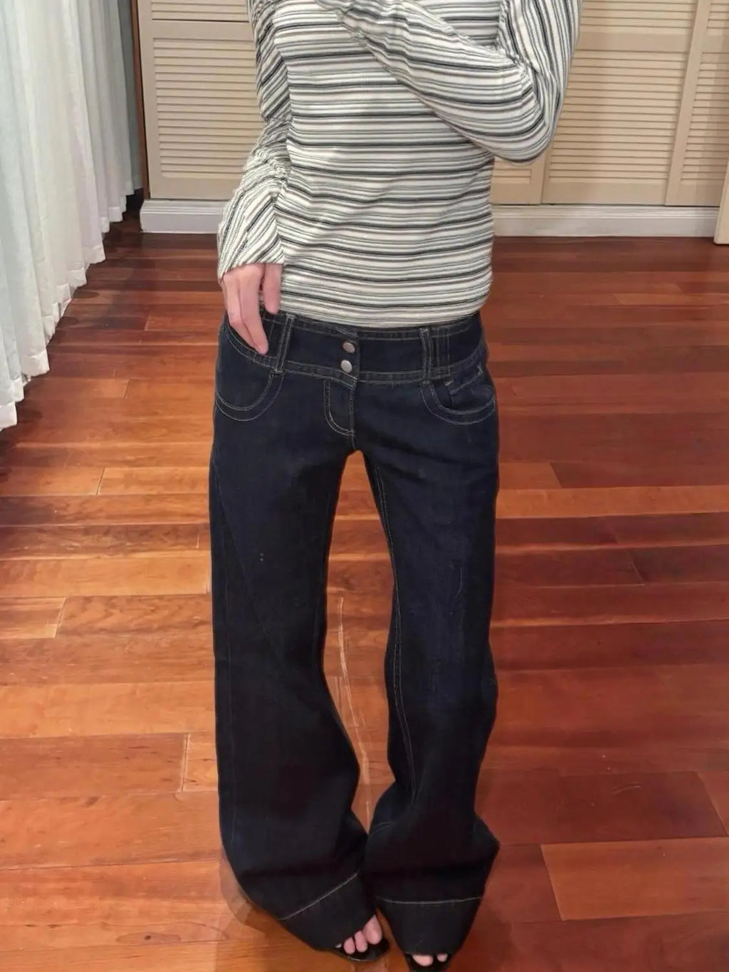 Women's Retro Baggy Low Waist Wide Leg Grunge Jeans