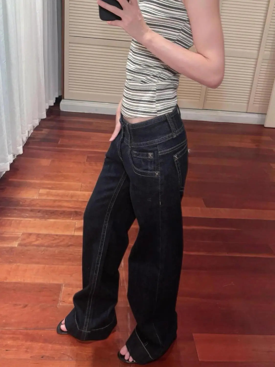 Women's Retro Baggy Low Waist Wide Leg Grunge Jeans