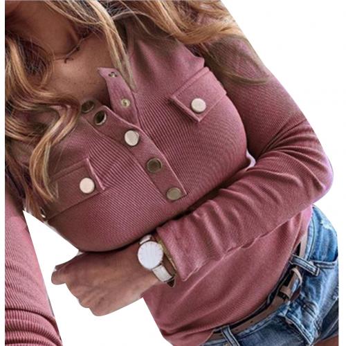 Women's Ribbed Long Sleeve Knit Top Blouse Plus Sizes
