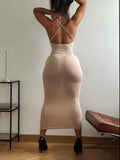 Women’s Stretchy Bodycon Backless Dress – Crisscross Straps Curve‑Hugging Fit