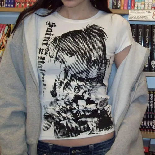 Anime Y2K Streetwear Manga Print T-shirt