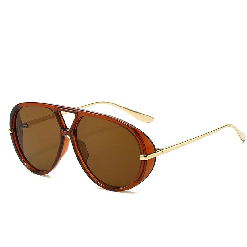 Women's Oversized Oval Punk Pilot Large Sunglasses